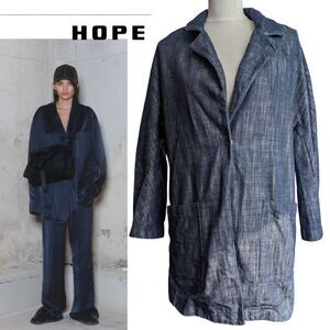 HOPE STHLM Stockholm 💯 Cotton Made In Italy Oversized Denim Blazer Jacket  S